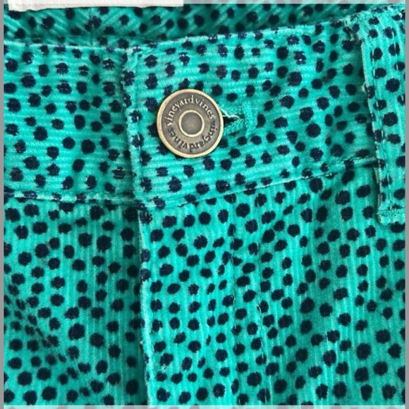 Vineyard Vines Women's Green Navy Polka Dot Corduroy Jeans - Size 4 - Picture 4 of 6